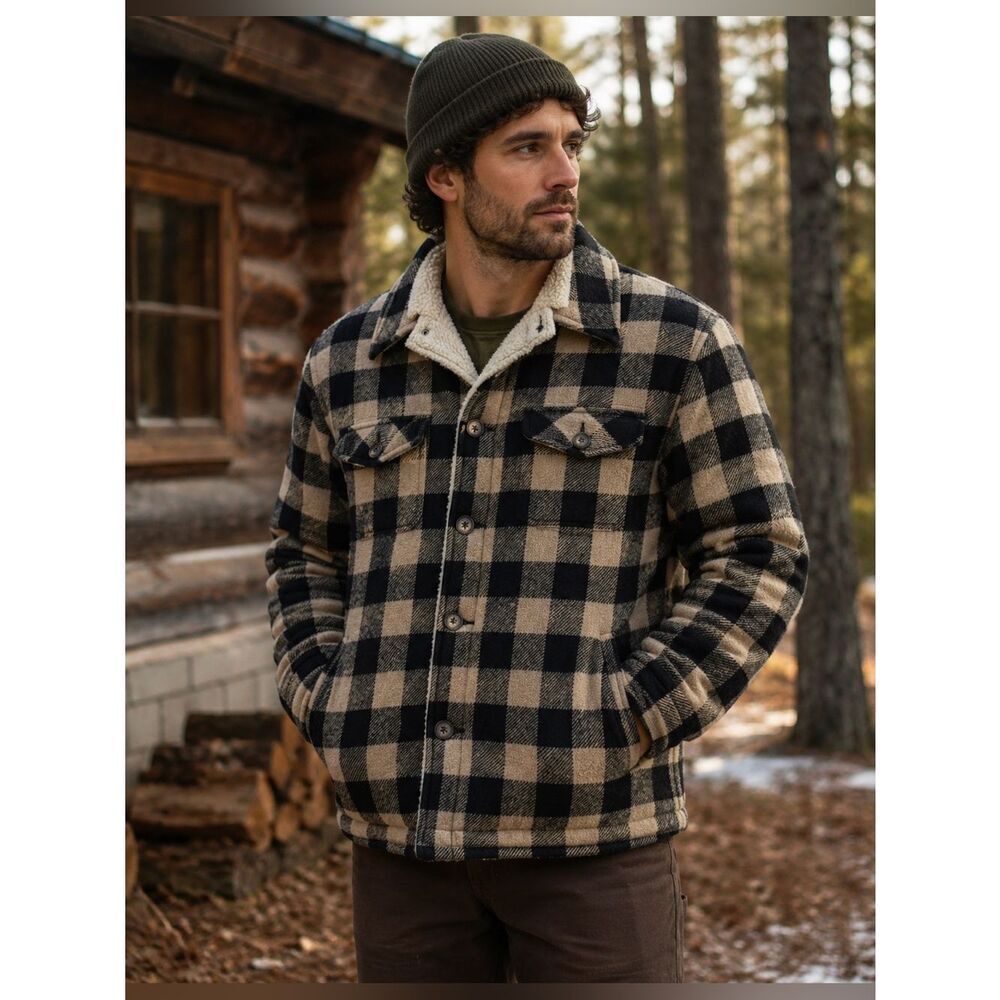 Woolrich Wool Checkered Shirt Jacket - Black and Tan